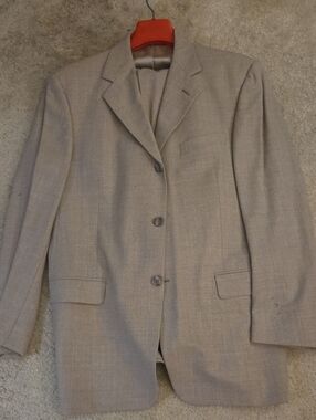 Perry Ellis Light Beige Mens Tailored Blazer & Pants 42/33